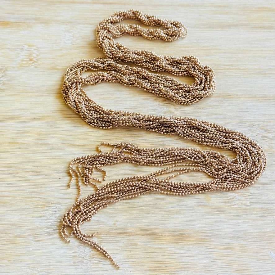 Wrap Lariat Necklace Ball Chain Gold Tone Bronze Boho Multi Tassel Statement 46"